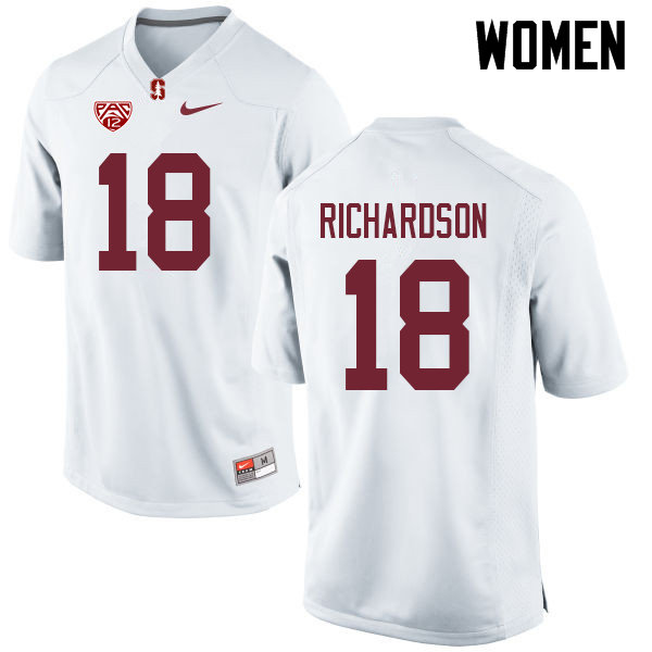 Women #18 Jack Richardson Stanford Cardinal College Football Jerseys Sale-White - Click Image to Close